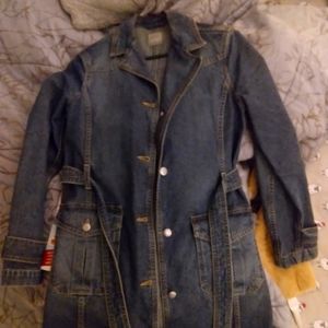 Esprit Blue Jean Trench Coat Size 2